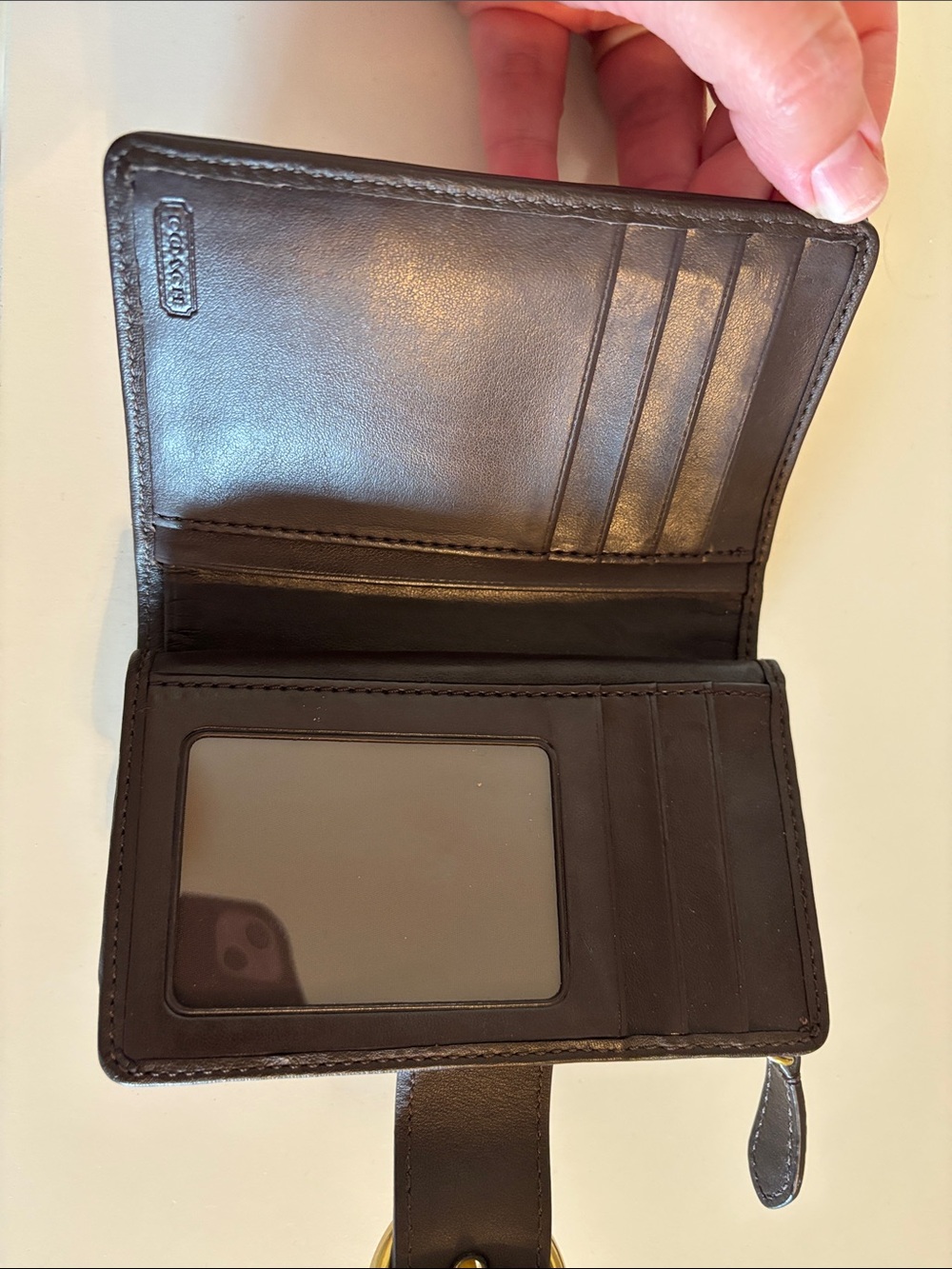 Coach Dark Brown Leather Wallet with Gold Buckle - Picture 4 of 8